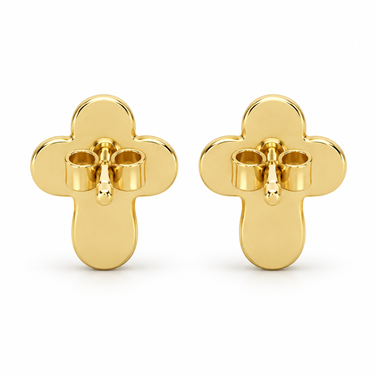 10K Gold Diamond Modern Cross Earrings - back view