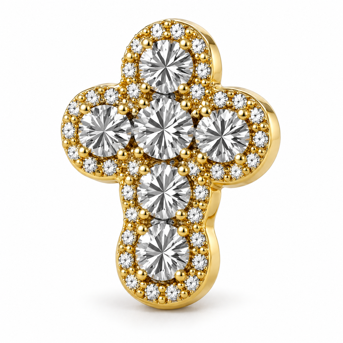 10K Gold Diamond Modern Cross Earrings - macro detail