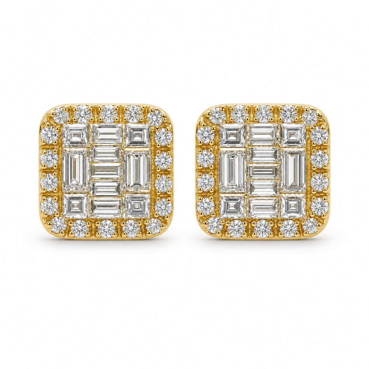 10K Gold Diamond Neo Earrings - front view
