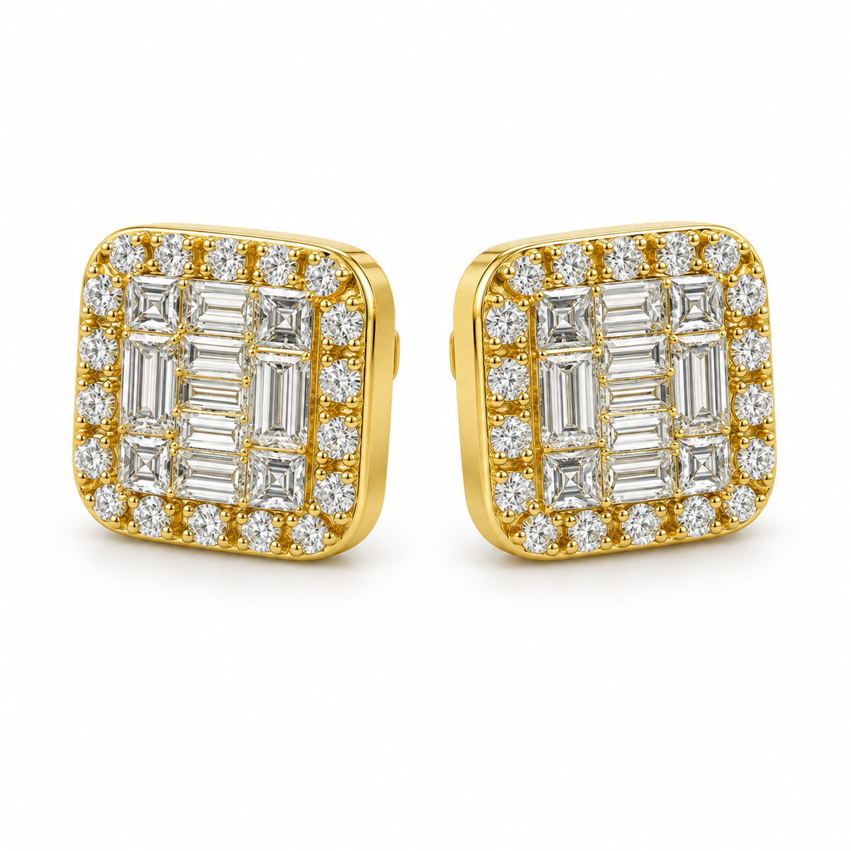 10K Gold Diamond Neo Earrings - 45 degree view