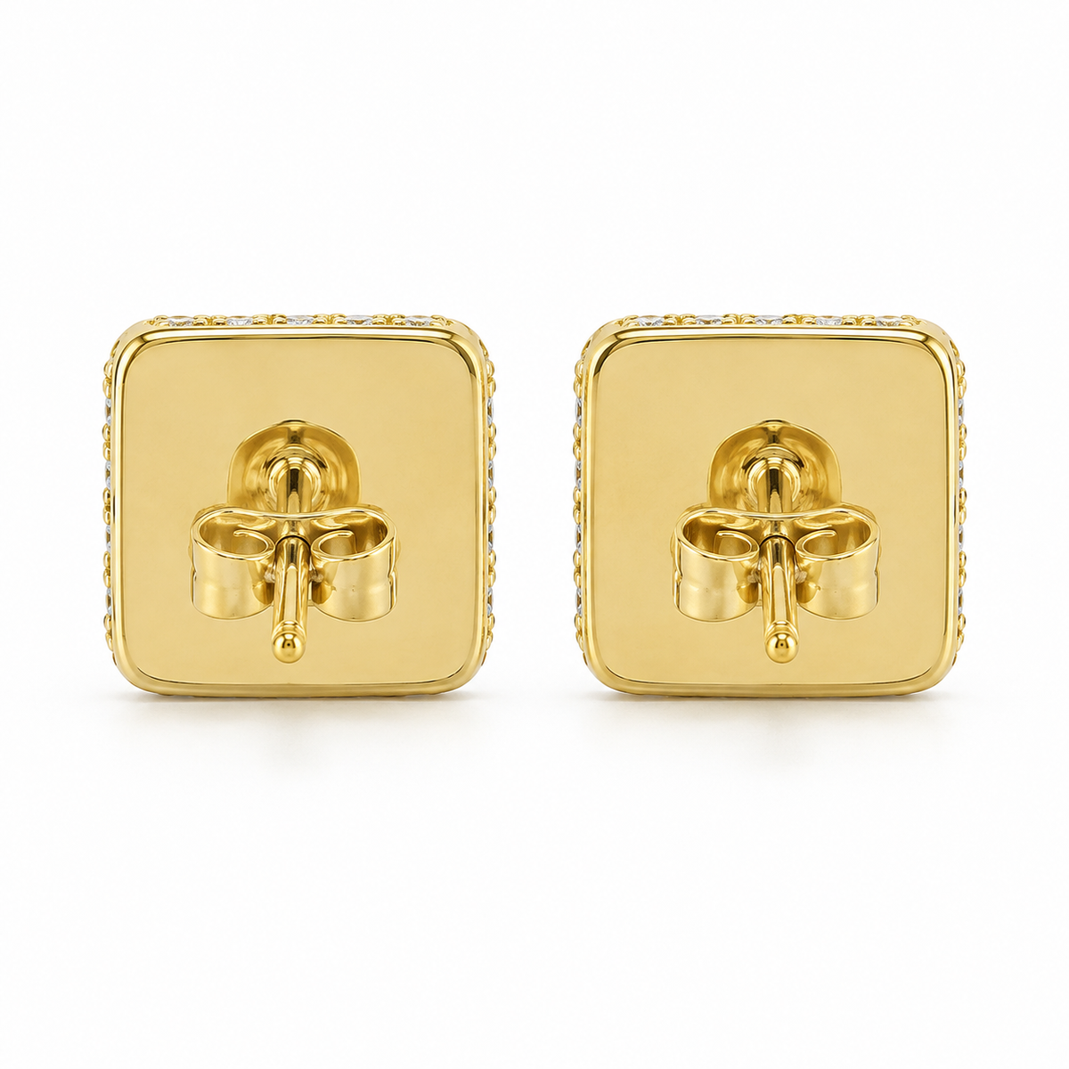 10K Gold Diamond Neo Earrings - back view