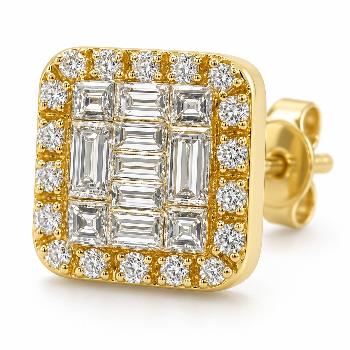 10K Gold Diamond Neo Earrings - macro detail