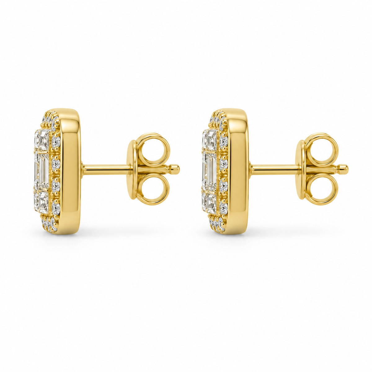 10K Gold Diamond Neo Earrings - side view
