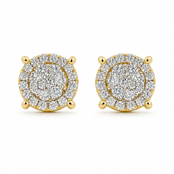 10K Gold Diamond Point Orbit Earrings (L) - front view