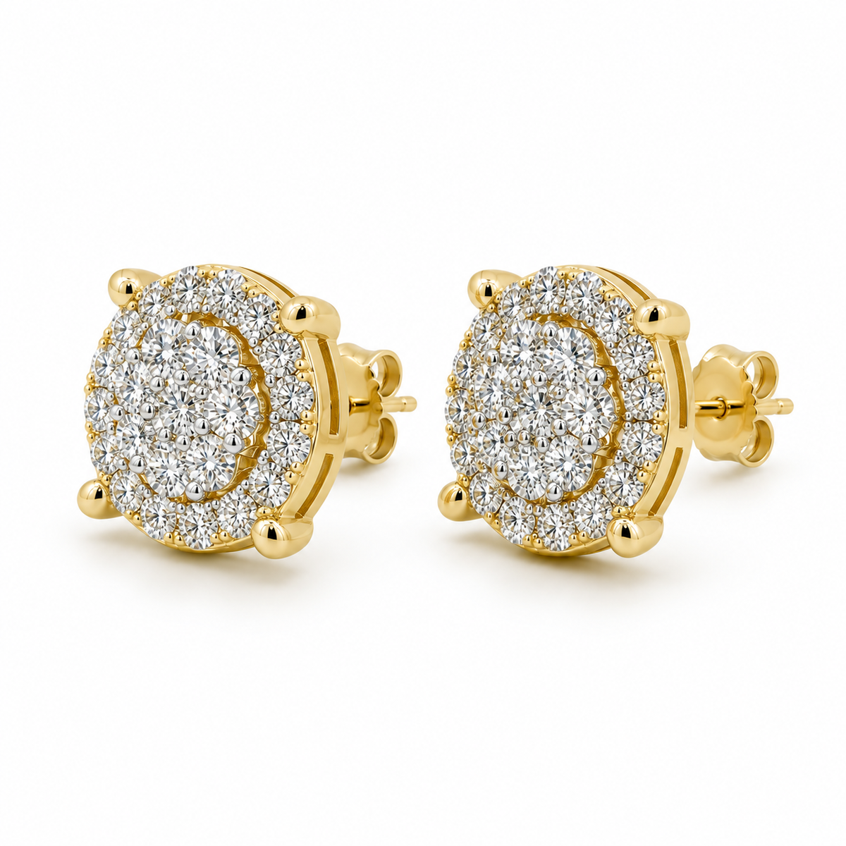 10K Gold Diamond Point Orbit Earrings (M) - 45 degree view