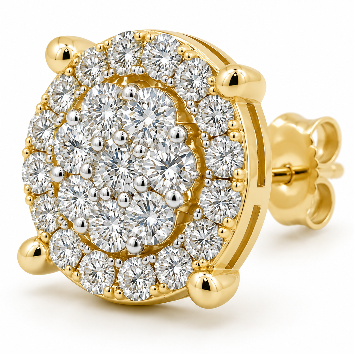 10K Gold Diamond Point Orbit Earrings (M) - macro detail