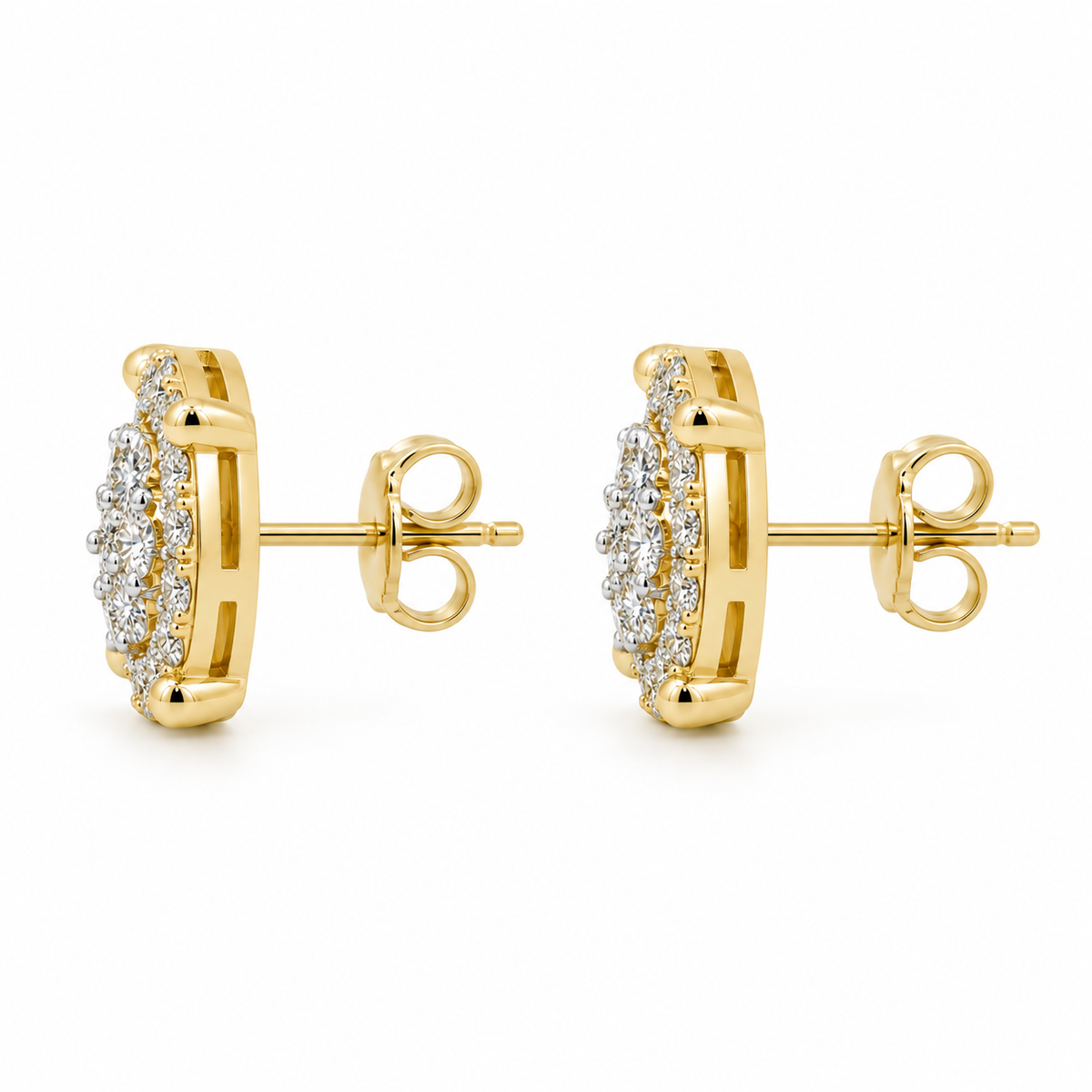 10K Gold Diamond Point Orbit Earrings (M) - side view
