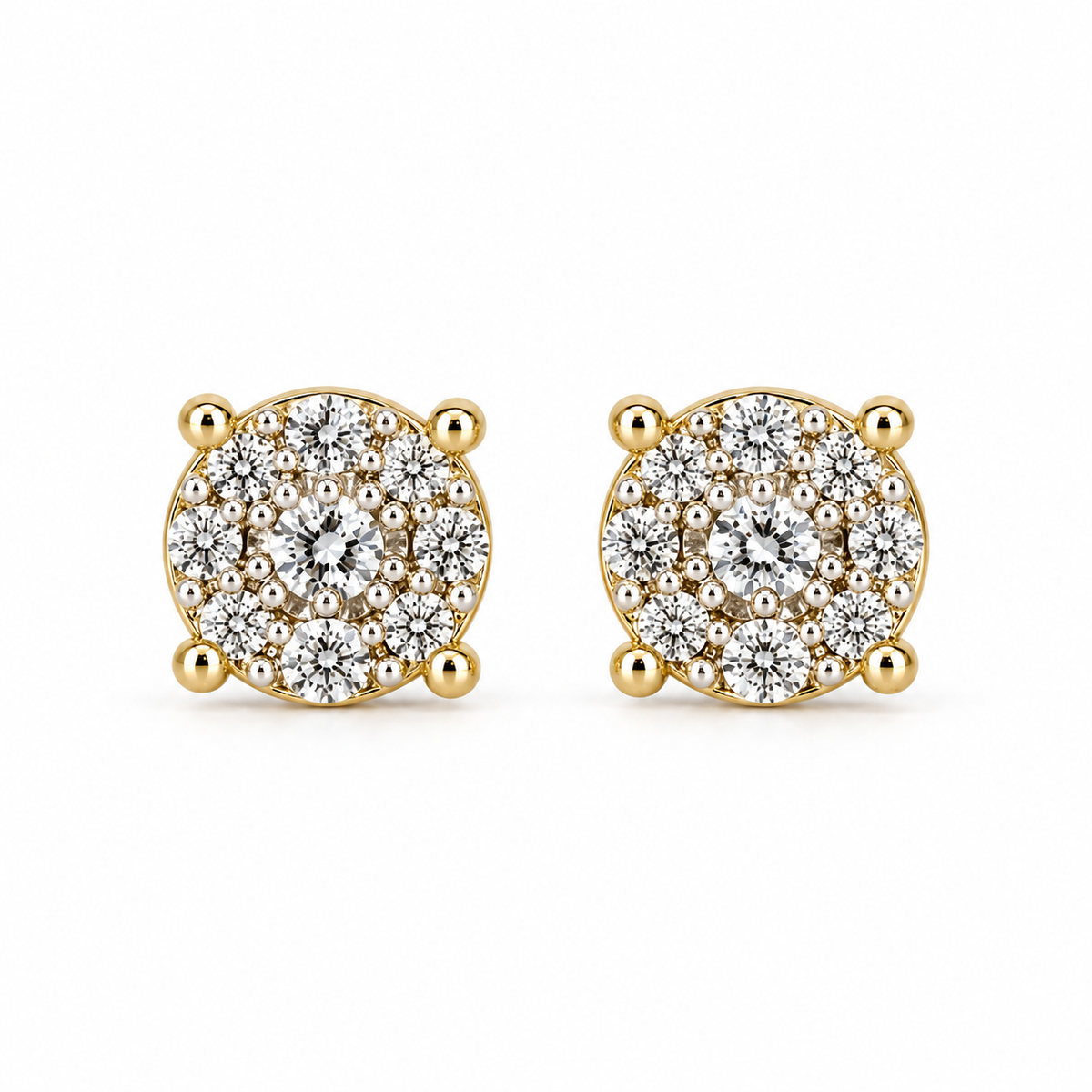 10K Gold Diamond Point Orbit Earrings (S) - front view