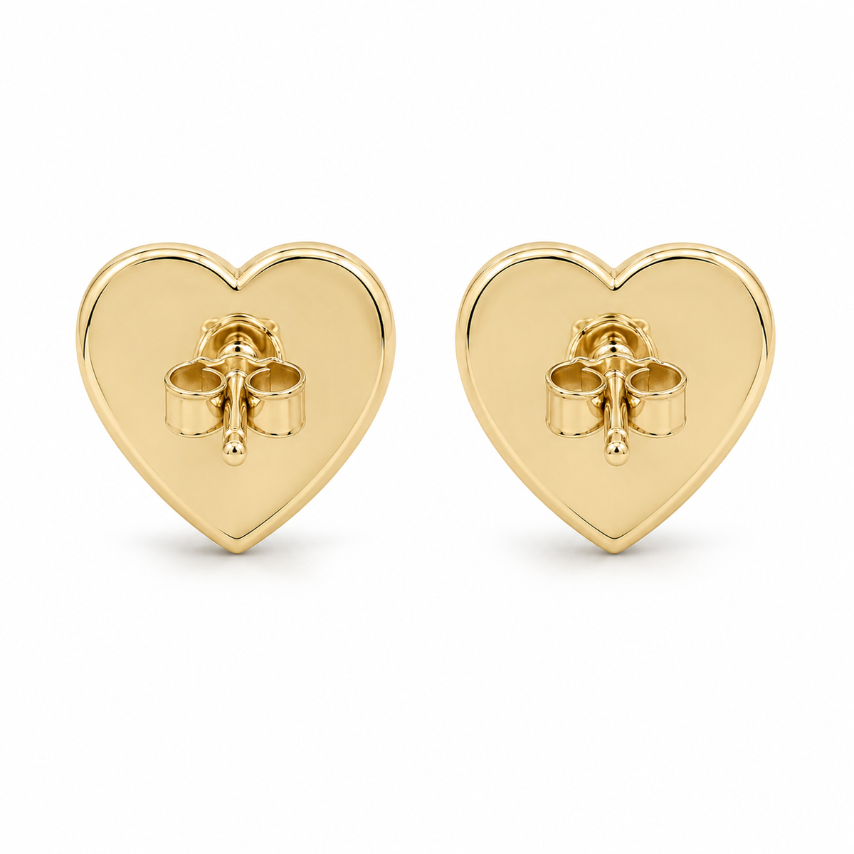 10K Gold Diamond Pointed Heart Earrings (Screwback) 11mm - back view