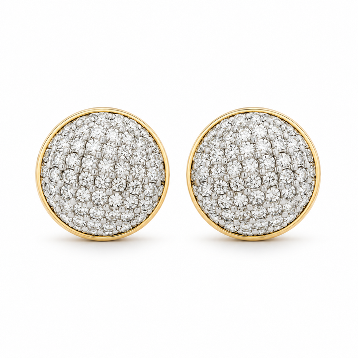 10K Gold Diamond Round Domed Earrings — 10K real gold jewelry from STF Diamonds, Los Angeles