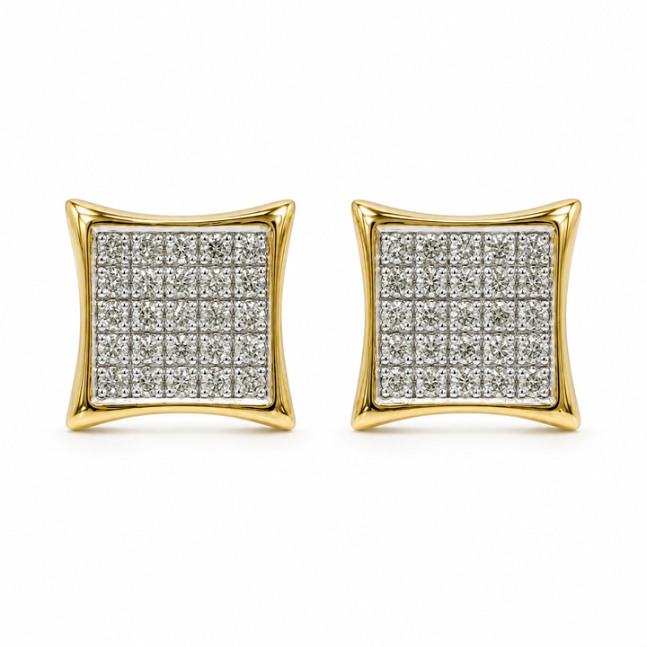 10K Gold Diamond Square Prong Earrings — 10K real gold jewelry from STF Diamonds, Los Angeles