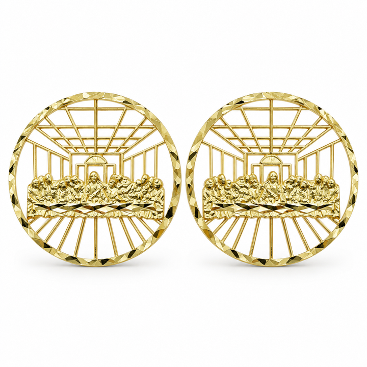 10K Gold Light Weight Last Supper Earrings