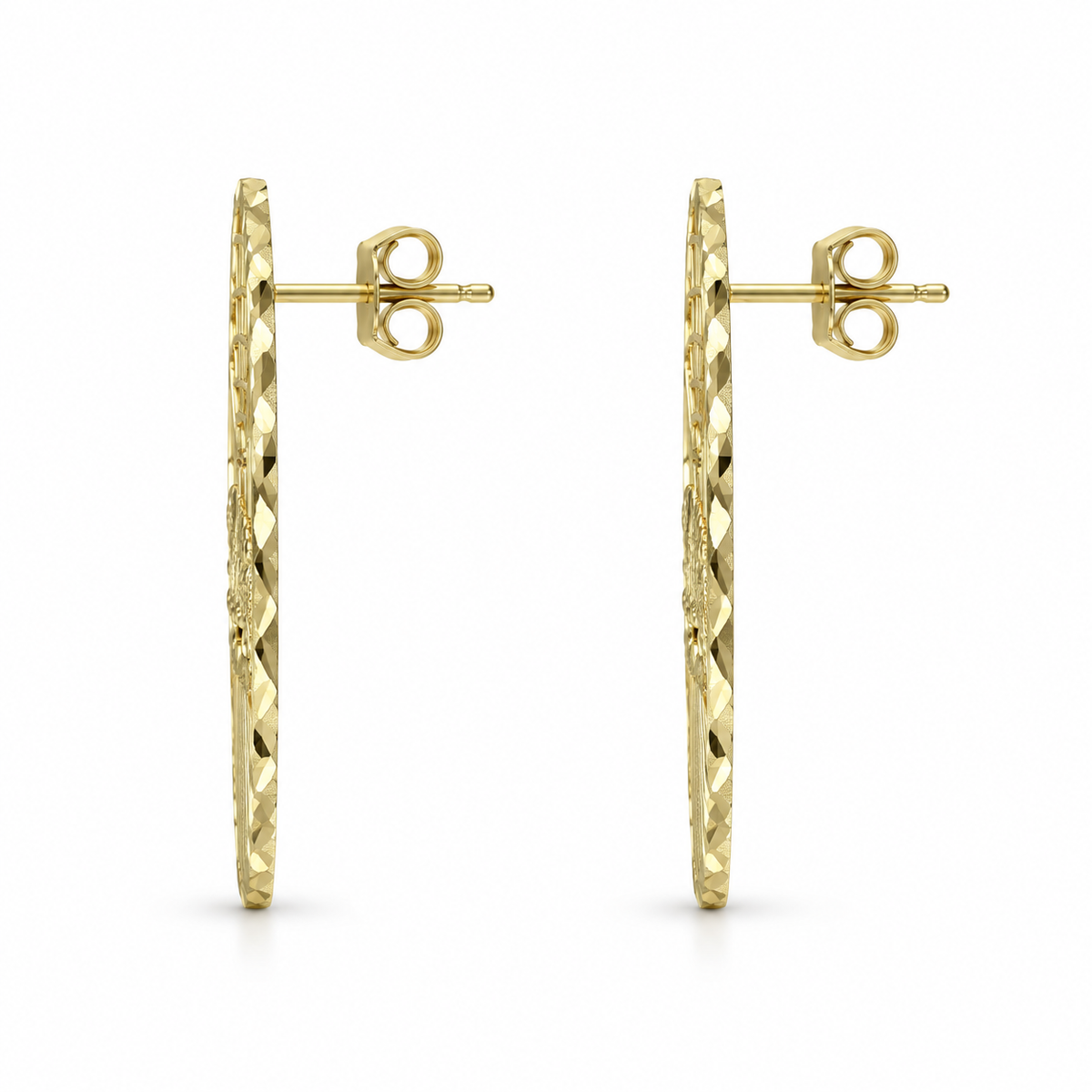 10K Gold Light Weight Last Supper Earrings - back view