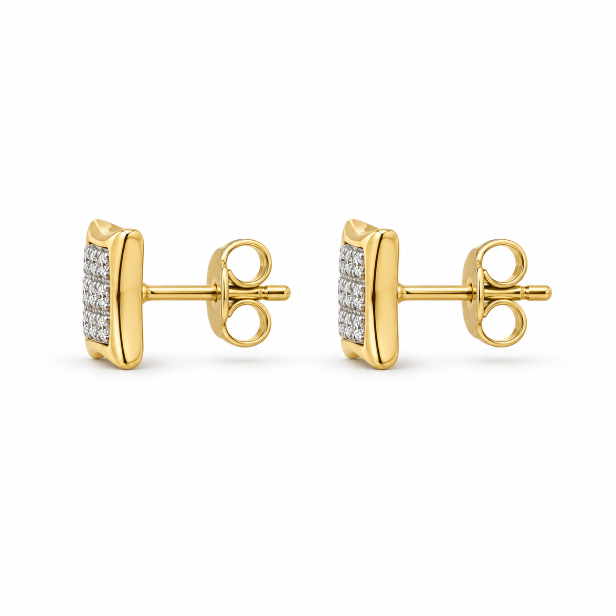 10K Gold Mini Diamond Kite Earrings 5mm - back view