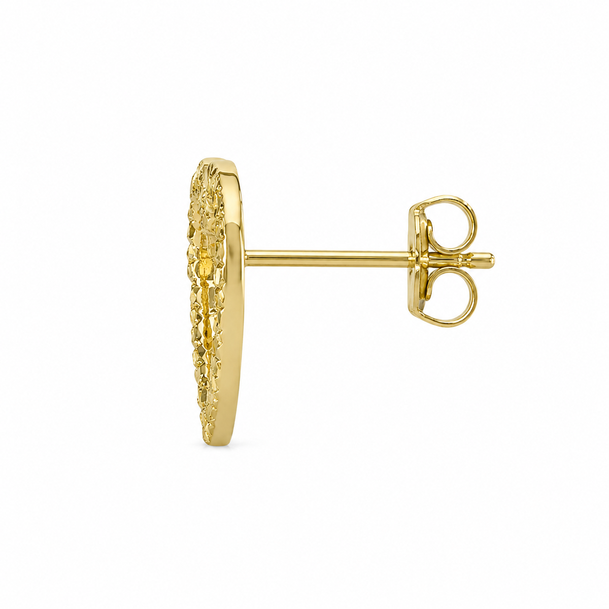 10K Gold Open Heart Nugget Earrings Medium - back view