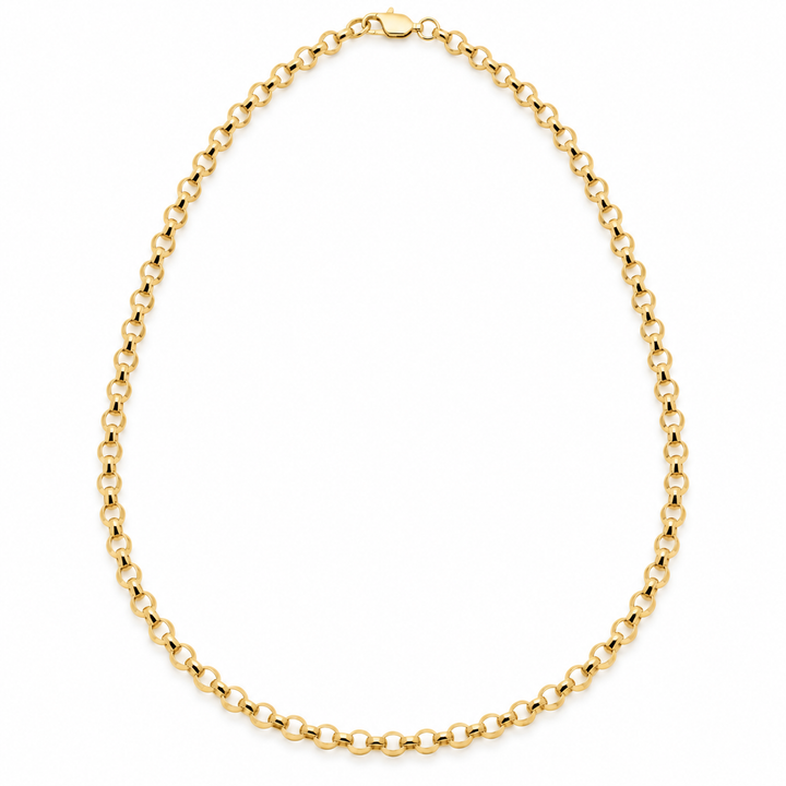 10K Solid Gold 4mm Rolo Link Chain 16-24" - front view