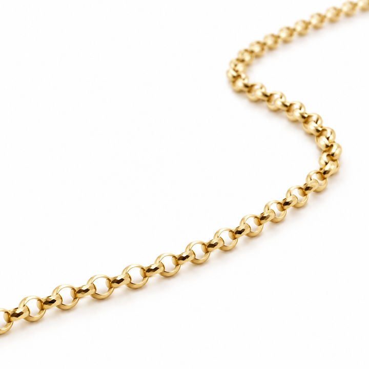 10K Solid Gold 4mm Rolo Link Chain 16-24" - front view