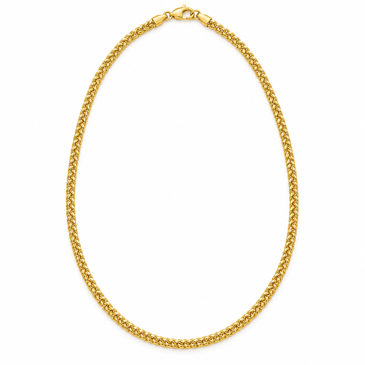 10K Solid Yellow Gold 2.2mm Hollow Franco Chain 16-26" - front view
