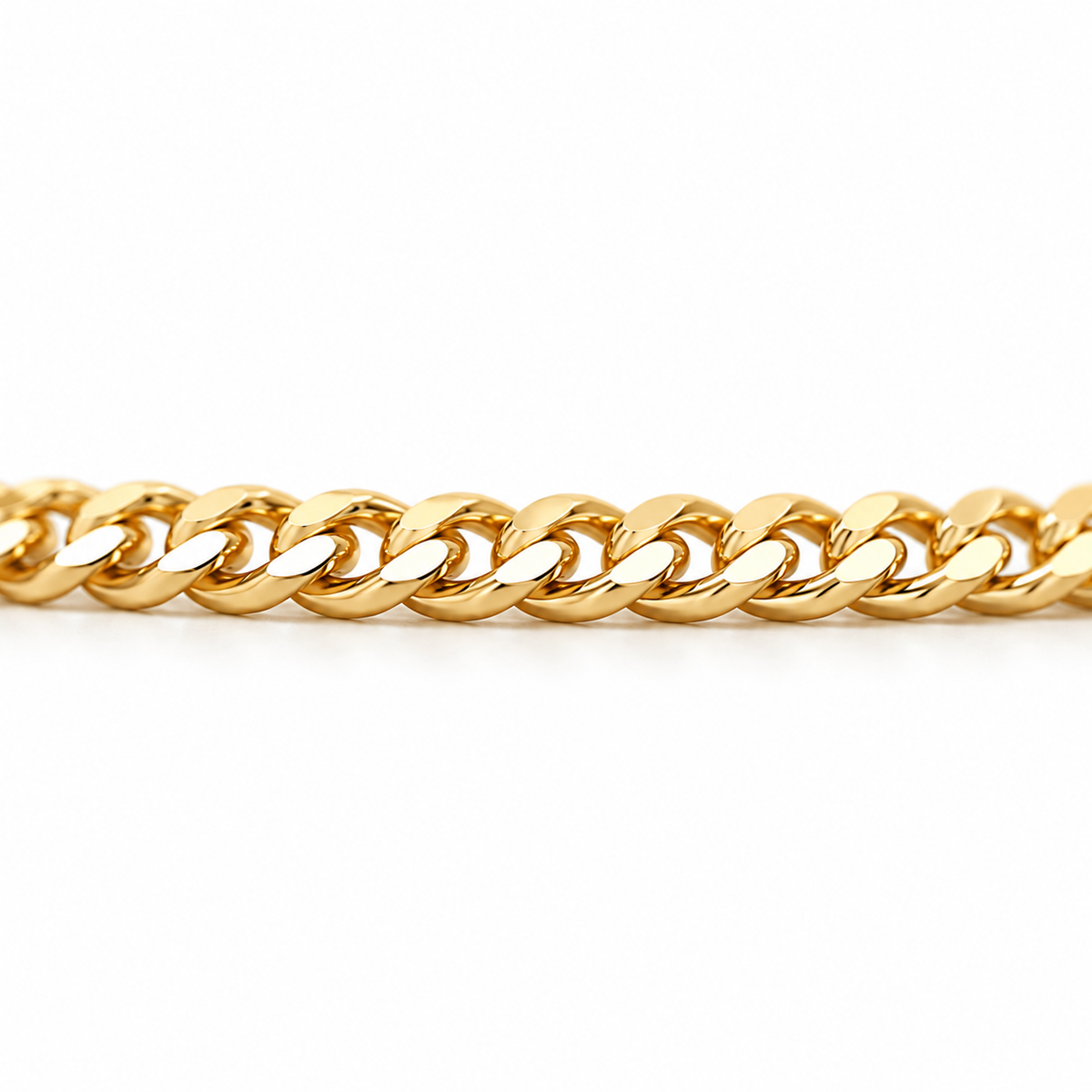 10K Solid Yellow Gold 2.5mm Diamond-Cut Cuban Chain - side view