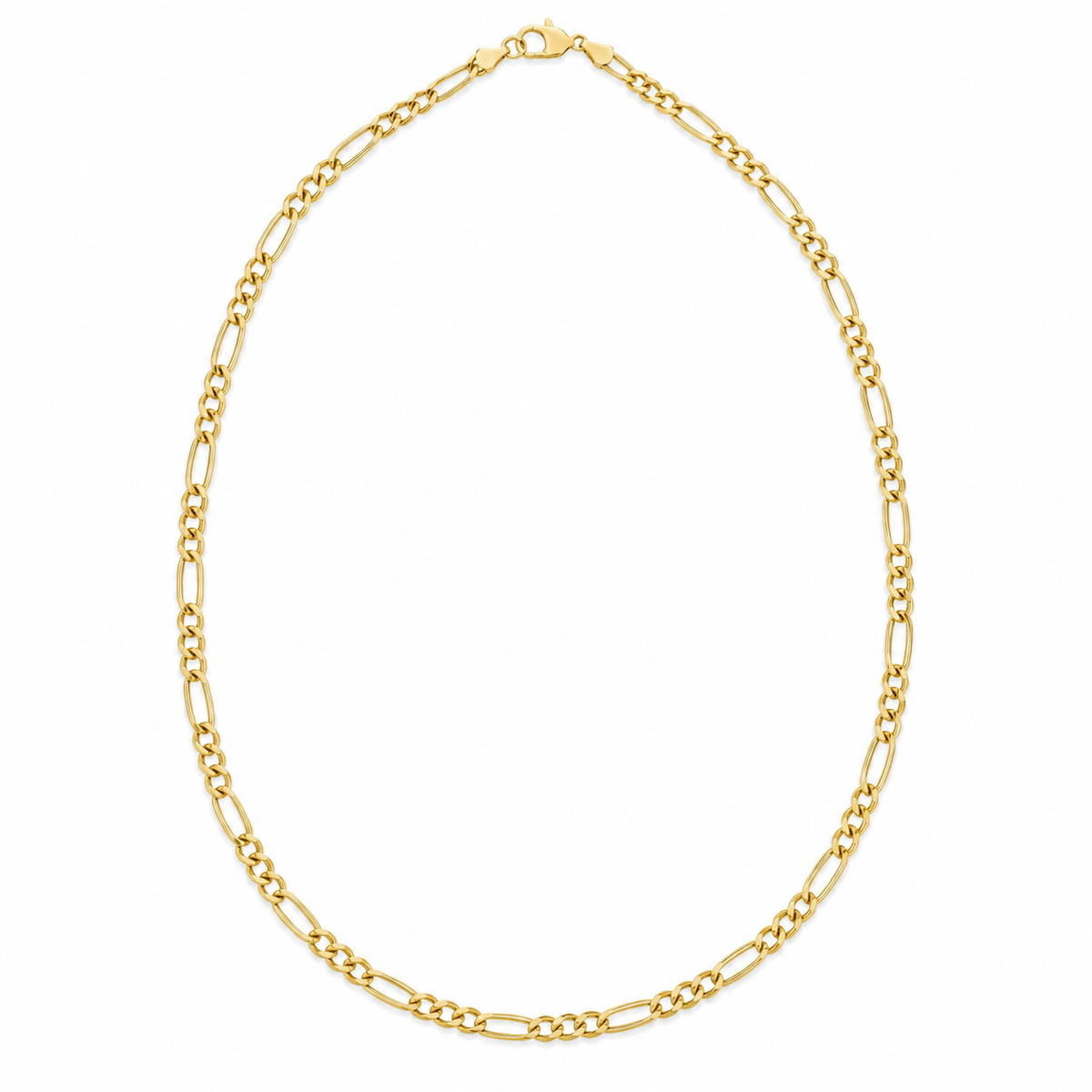 10K Solid Yellow Gold 2.5mm Hollow Figaro Chain 18-24" - front view