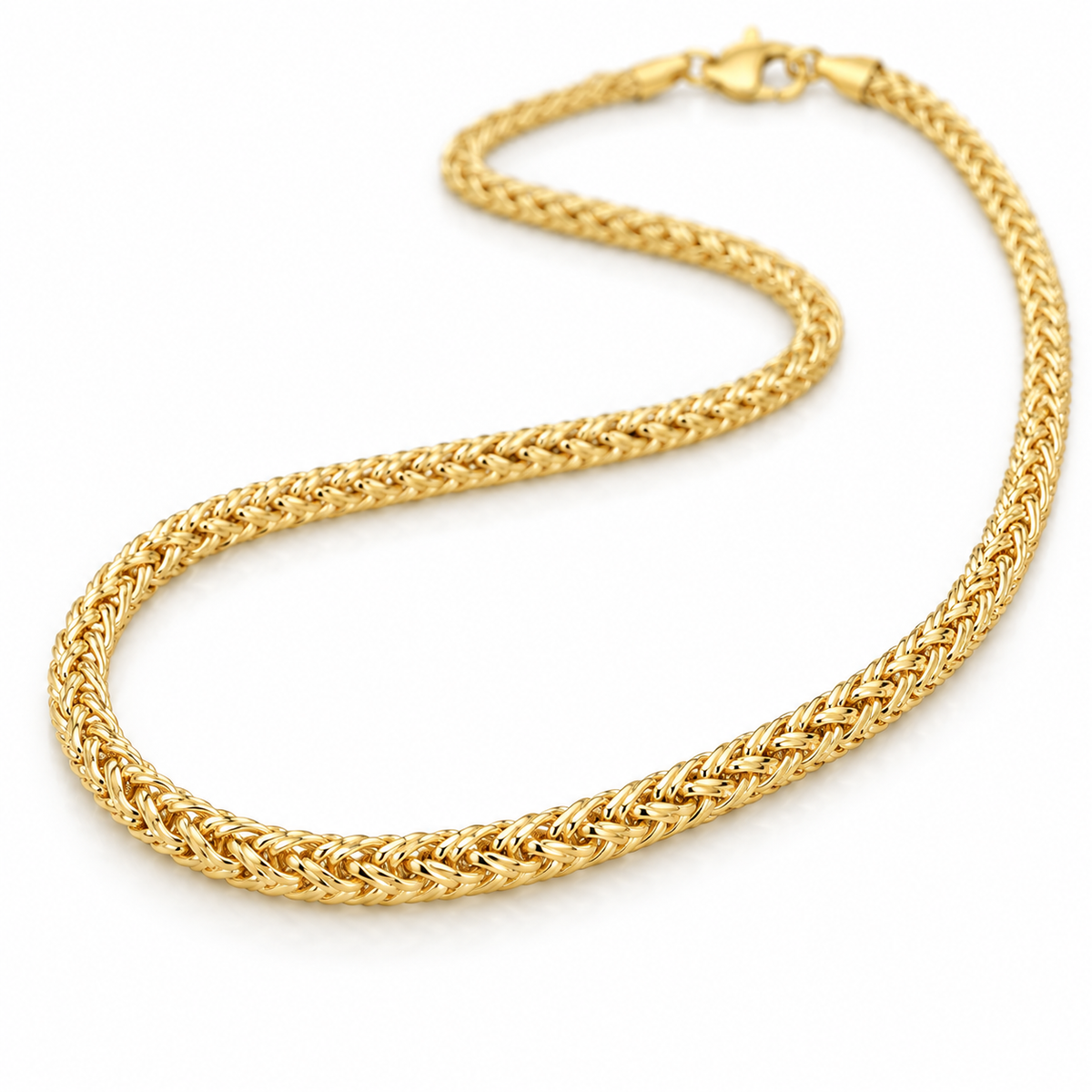 10K Solid Yellow Gold 2.5mm Palm Chain 16-24" - 45 degree view