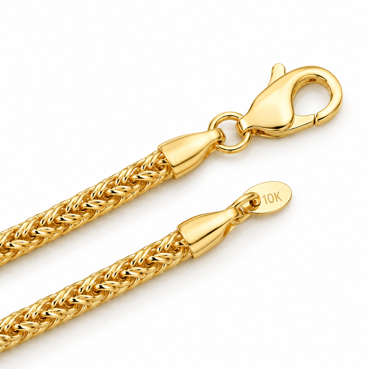 10K Solid Yellow Gold 2.5mm Palm Chain 16-24" - back view
