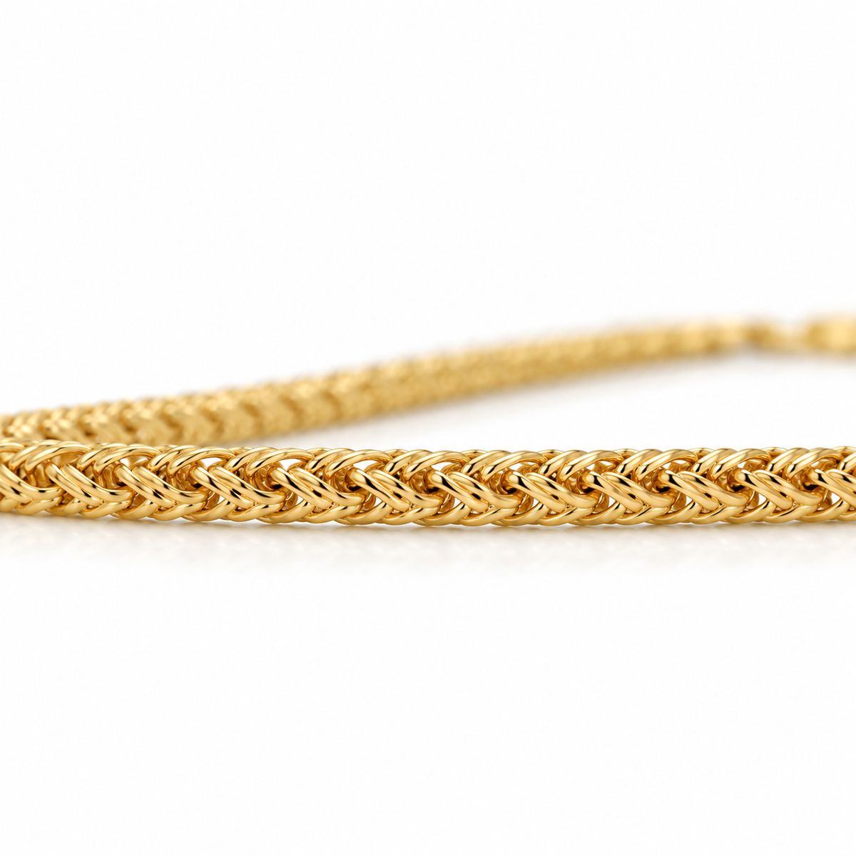 10K Solid Yellow Gold 2.5mm Palm Chain 16-24" - side view