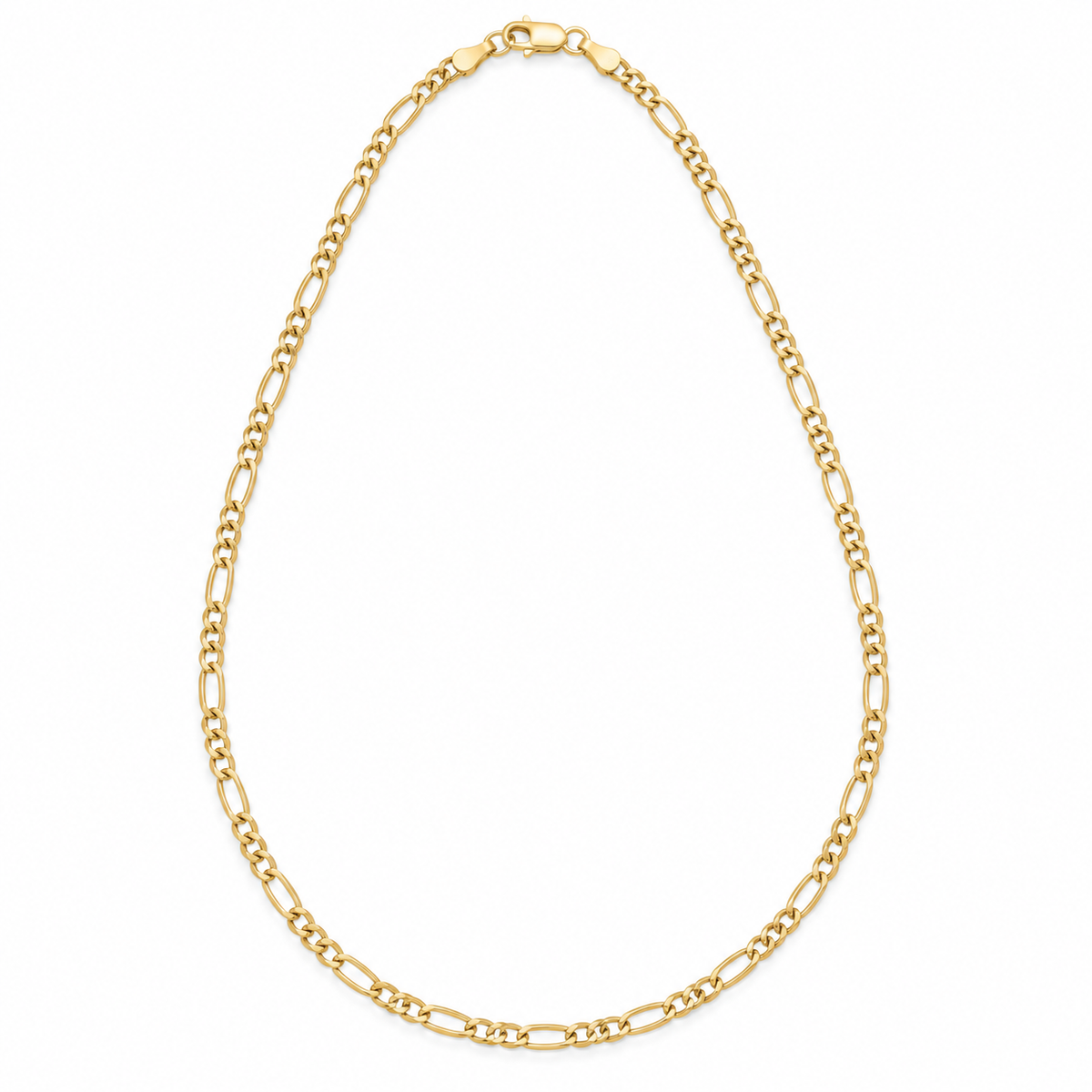 10K Solid Yellow Gold 2mm Diamond-Cut Figaro Chain 16-28" - front view