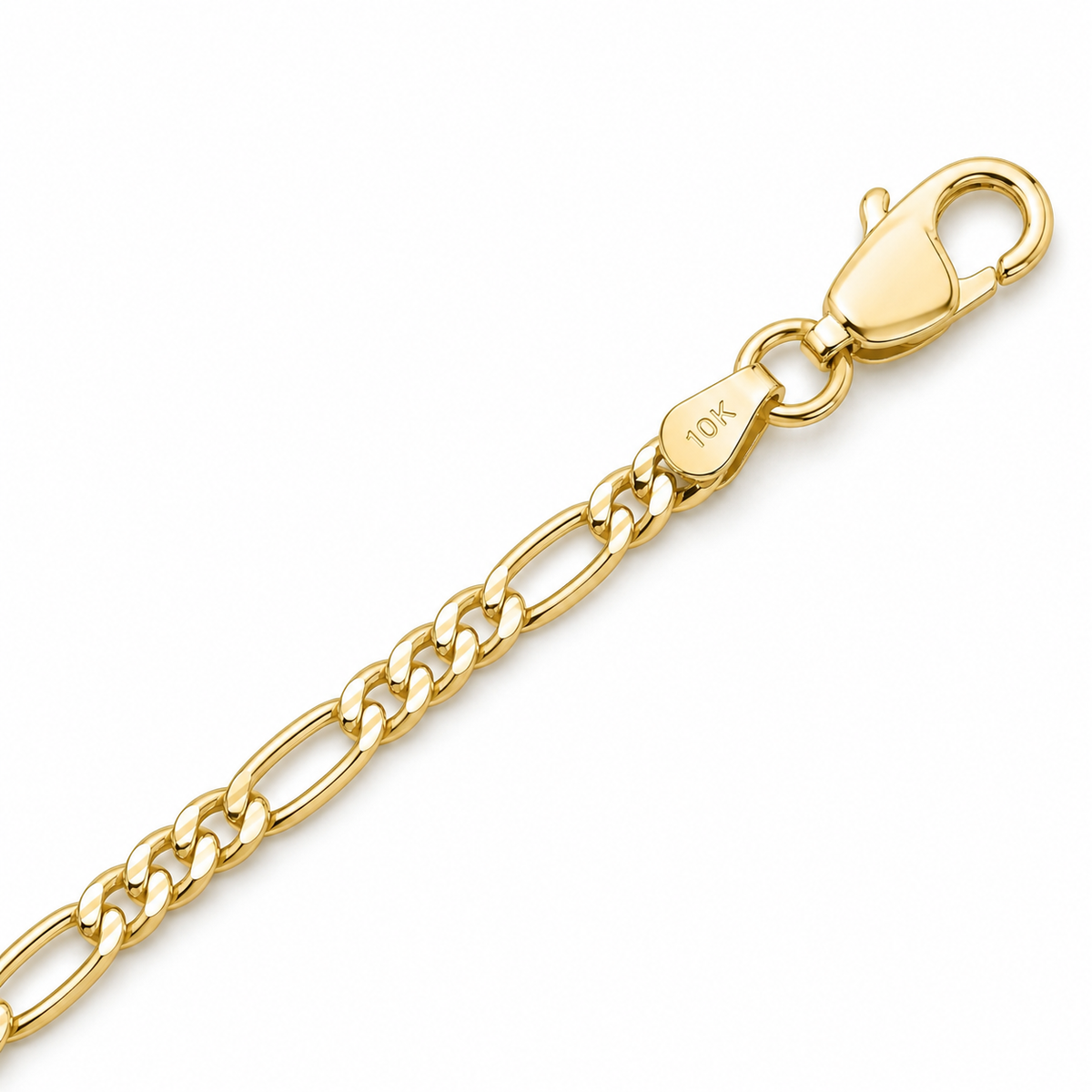 10K Solid Yellow Gold 2mm Diamond-Cut Figaro Chain 16-28" - back view