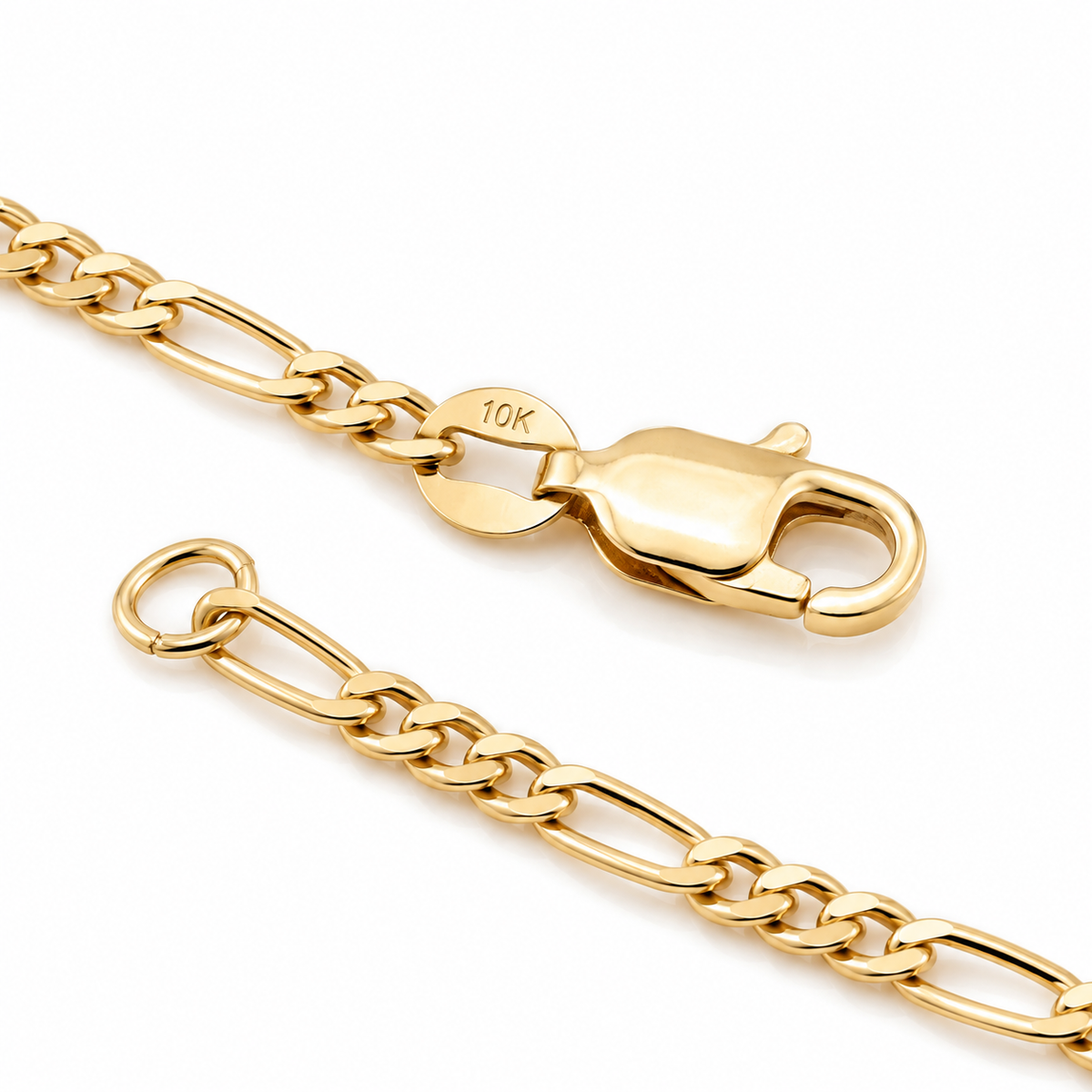 10K Solid Yellow Gold 2mm Figaro Chain (Hollow) - back view
