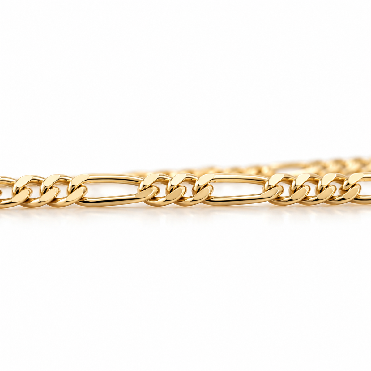 10K Solid Yellow Gold 2mm Figaro Chain (Hollow) - side view