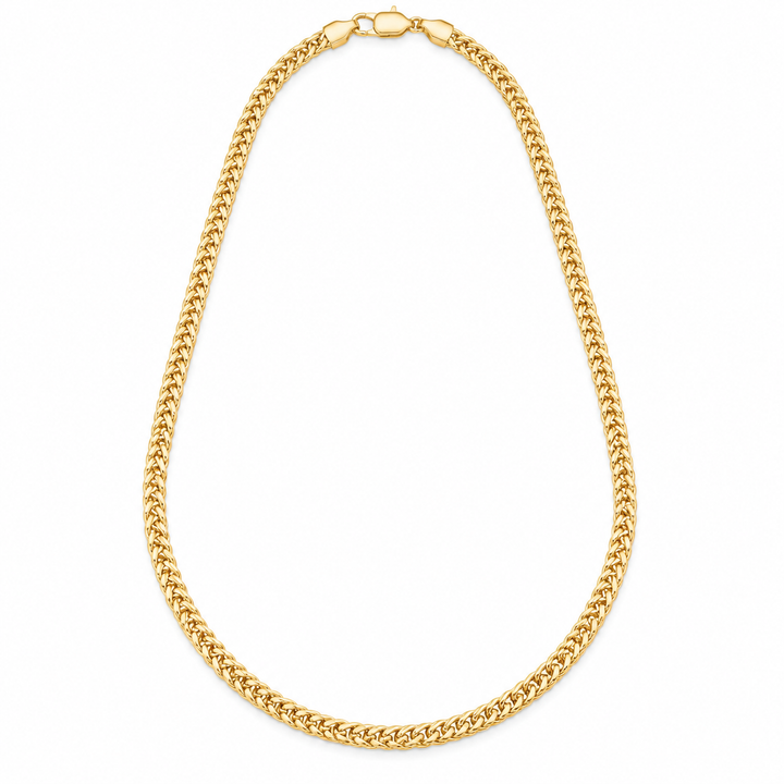 10K Solid Yellow Gold 3.2mm Hollow Franco Chain 16-24" - front view
