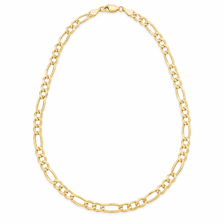 10K Solid Yellow Gold 3.5mm Diamond-Cut Figaro Chain 16-28" - front view