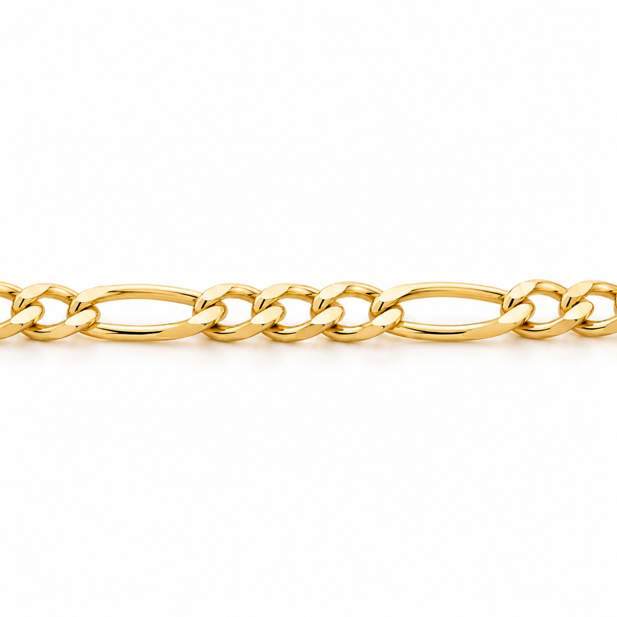 10K Solid Yellow Gold 3.5mm Diamond-Cut Figaro Chain 16-28" - side view