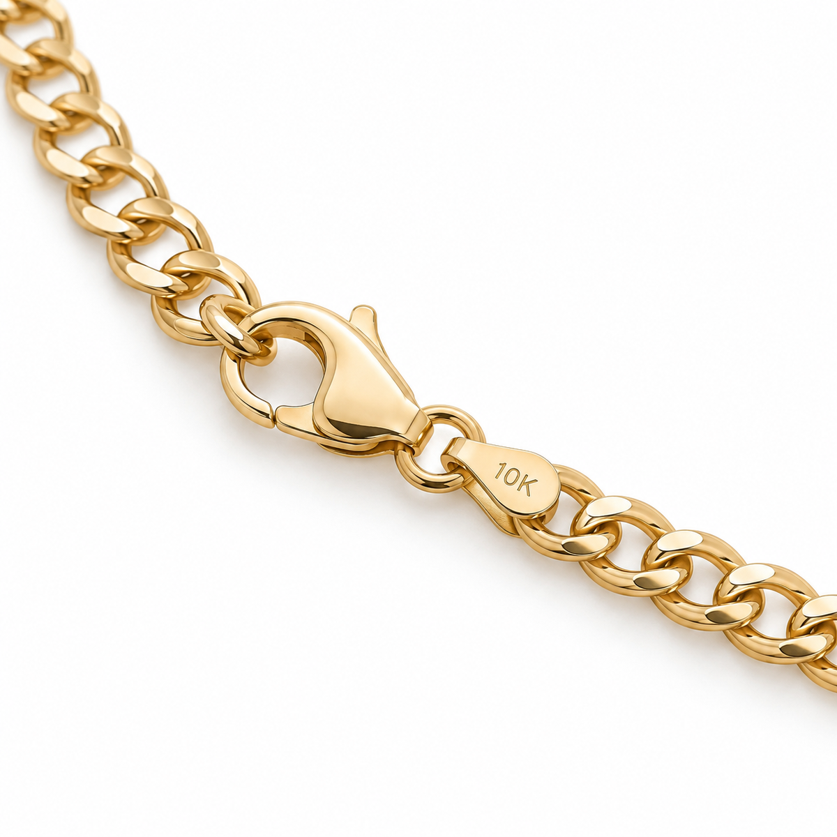 10K Solid Yellow Gold 3.5mm Fat Cuban Chain Necklace - back view