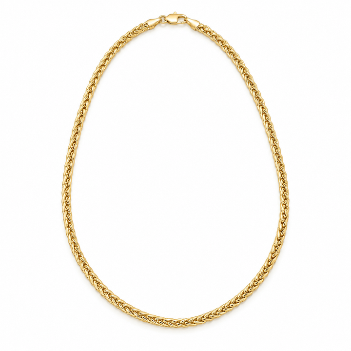10K Solid Yellow Gold 3mm Palm Chain 16-24" - front view