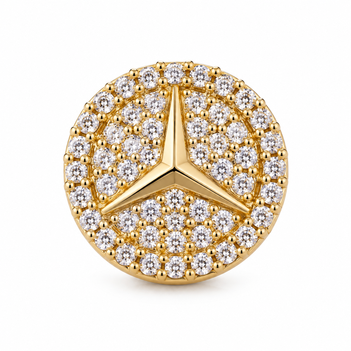 10K Solid Yellow Gold Autobahn Three-Point Star Earrings (13mm) - macro detail