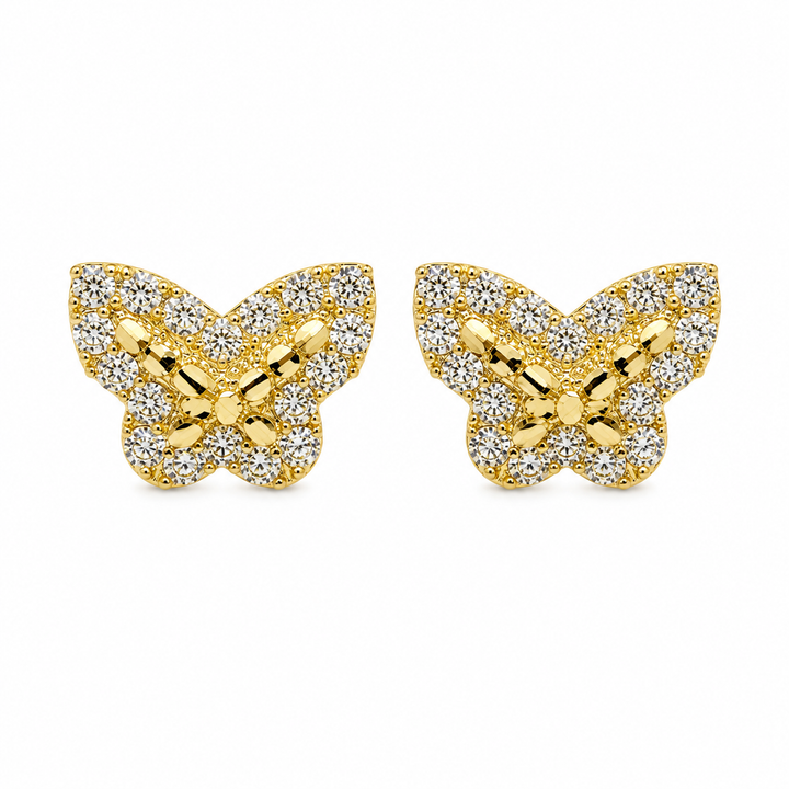 10K Gold Baby Nugget CZ Butterfly Earrings — 10K real gold jewelry from STF Diamonds, Los Angeles