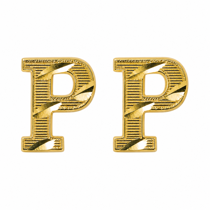 10K Gold Block Initial Earrings — 10K solid gold jewelry from STF Diamonds, Los Angeles