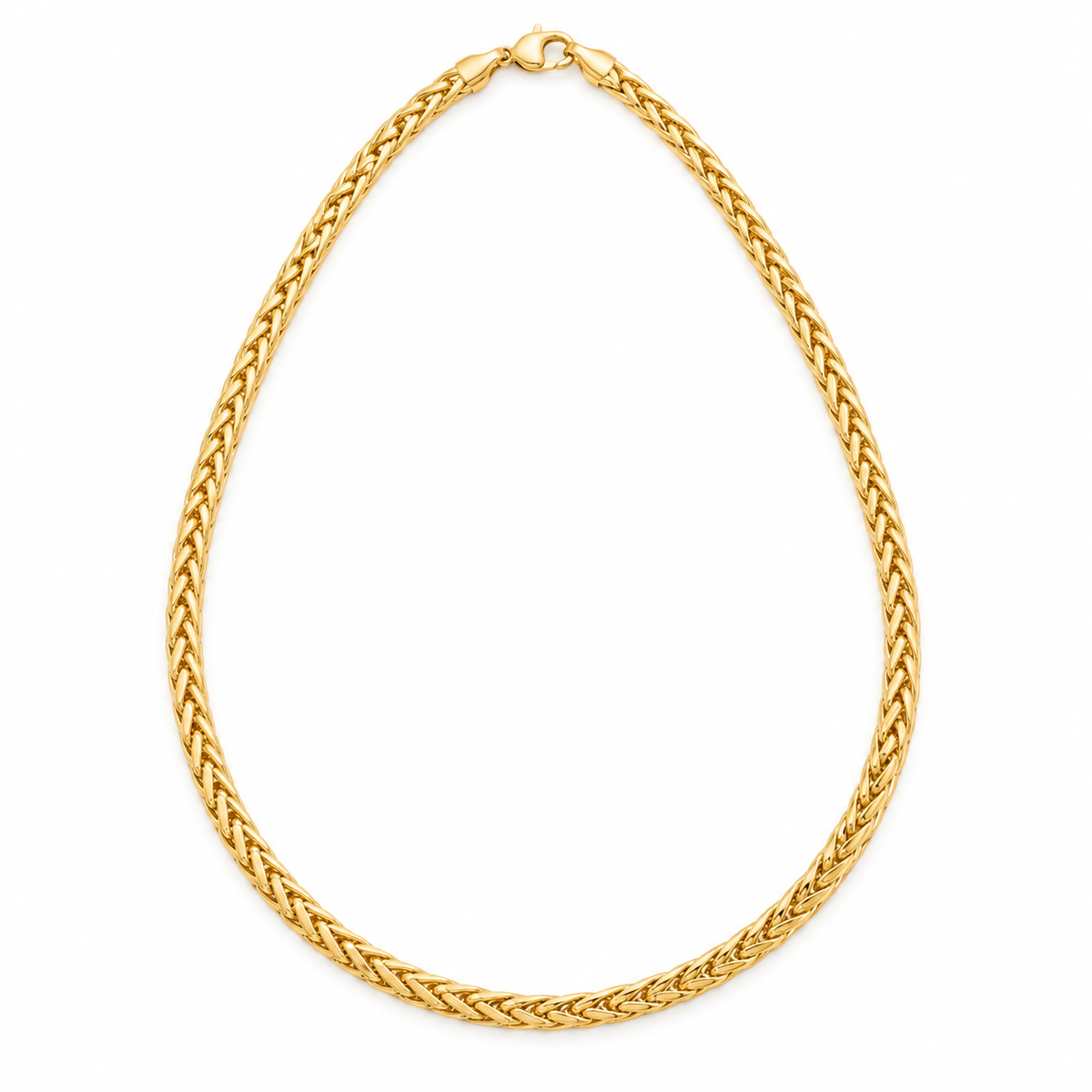 10K Solid Yellow Gold Braided Palma — 4mm Palm Chain - front view