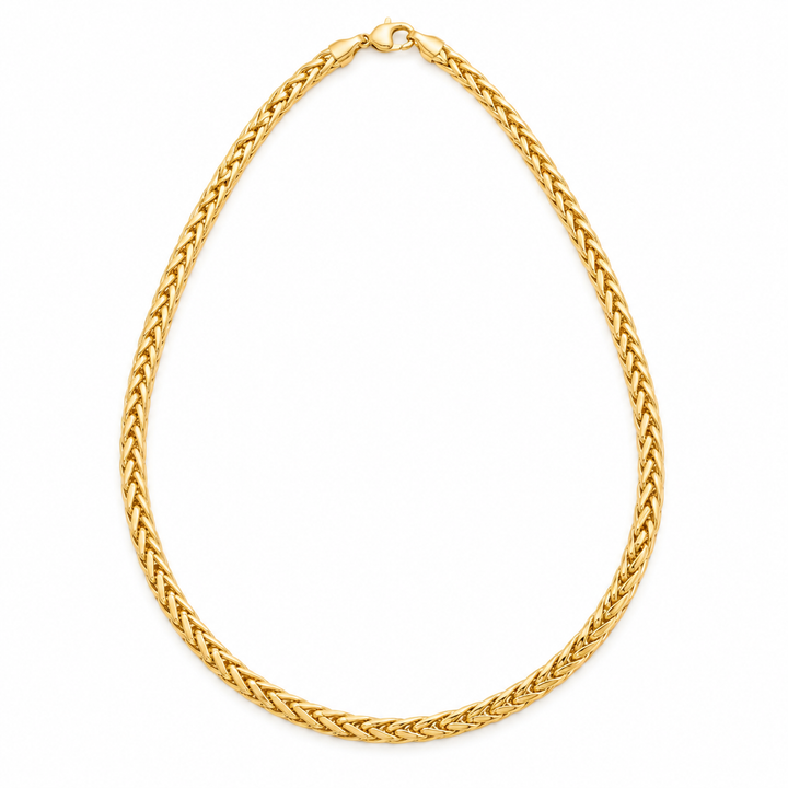 10K Solid Yellow Gold Braided Palma — 4mm Palm Chain - front view