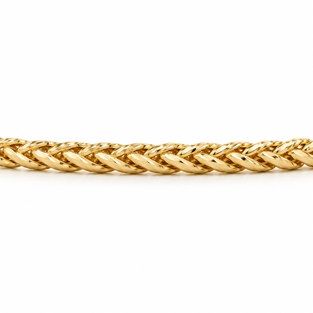 10K Solid Yellow Gold Braided Palma — 4mm Palm Chain - side view