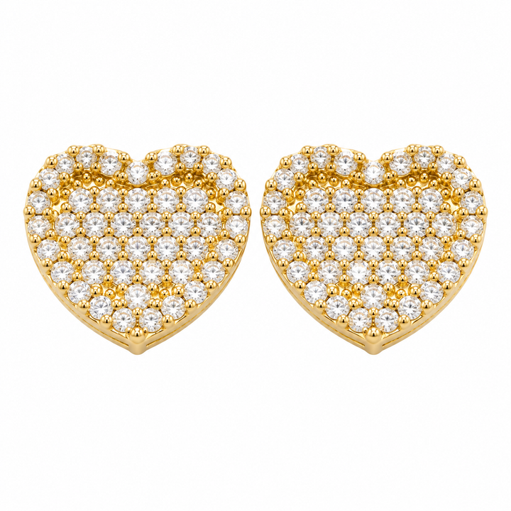 10K Gold CZ Heart Earrings (11mm) — 10K real gold jewelry from STF Diamonds, Los Angeles