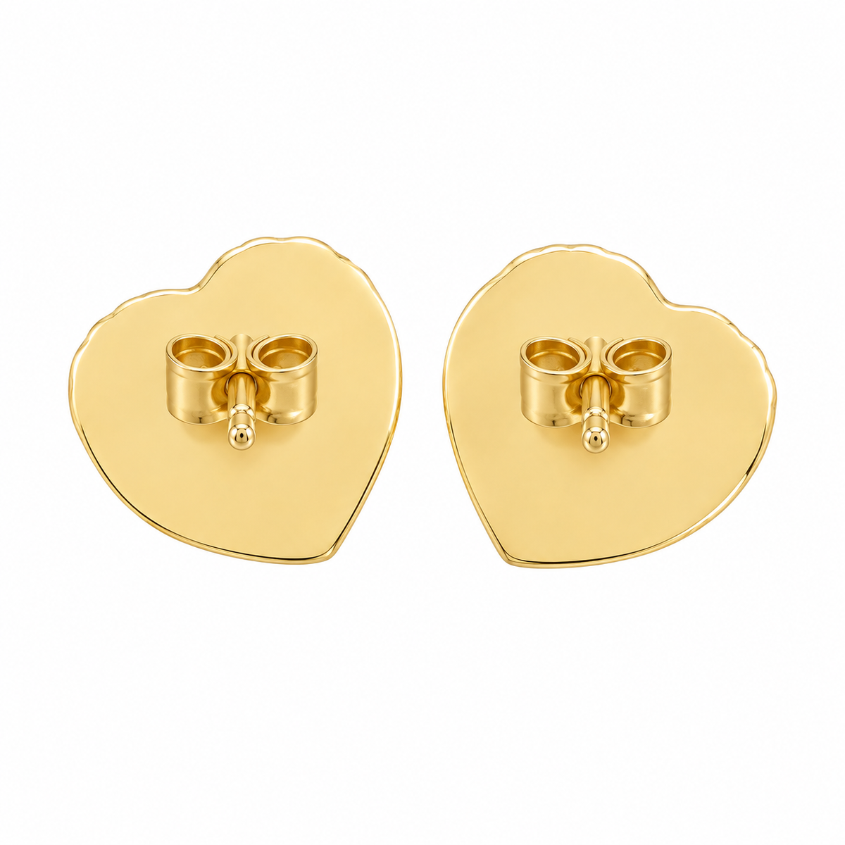 10K Solid Yellow Gold CZ Heart Earrings (13mm) Limited - back view