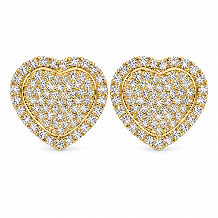 10K Gold CZ Heart Earrings (17mm) Limited — 10K real gold jewelry from STF Diamonds, Los Angeles