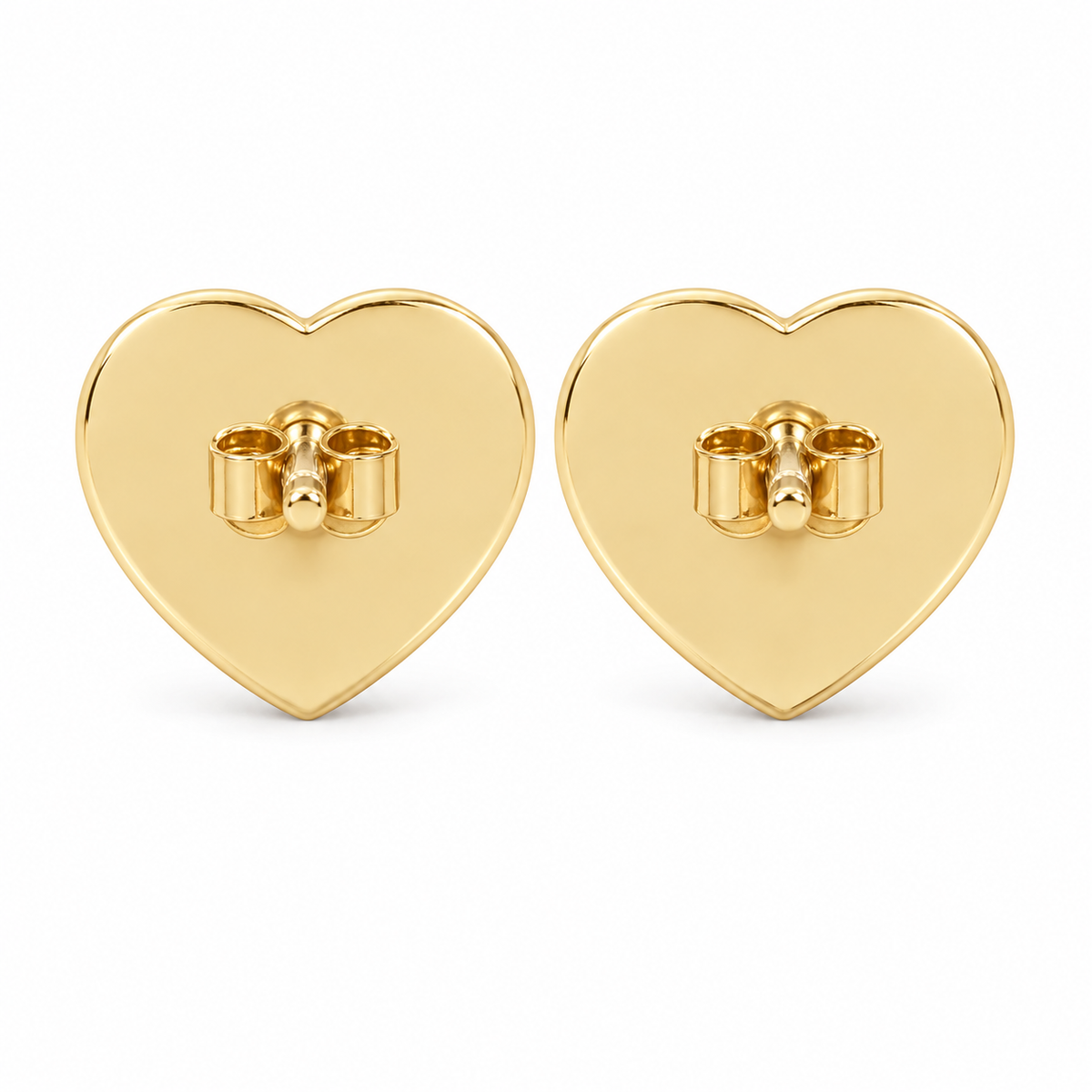10K Solid Yellow Gold CZ Heart Earrings (17mm) Limited - back view