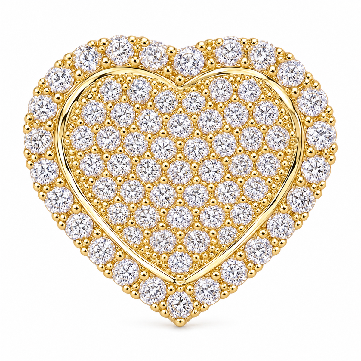 10K Solid Yellow Gold CZ Heart Earrings (17mm) Limited - macro detail