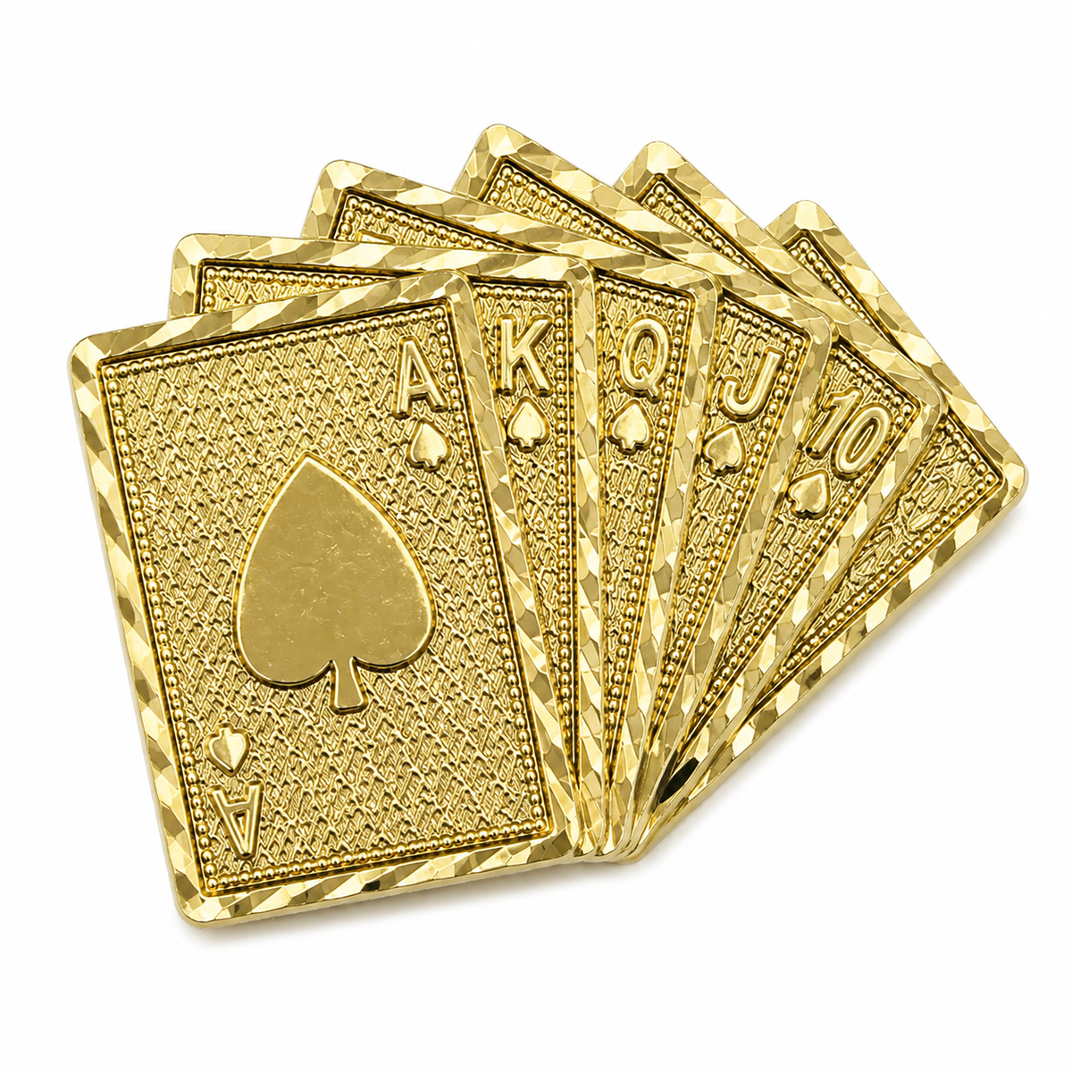 10K Solid Yellow Gold Deck of Cards Earrings - macro detail