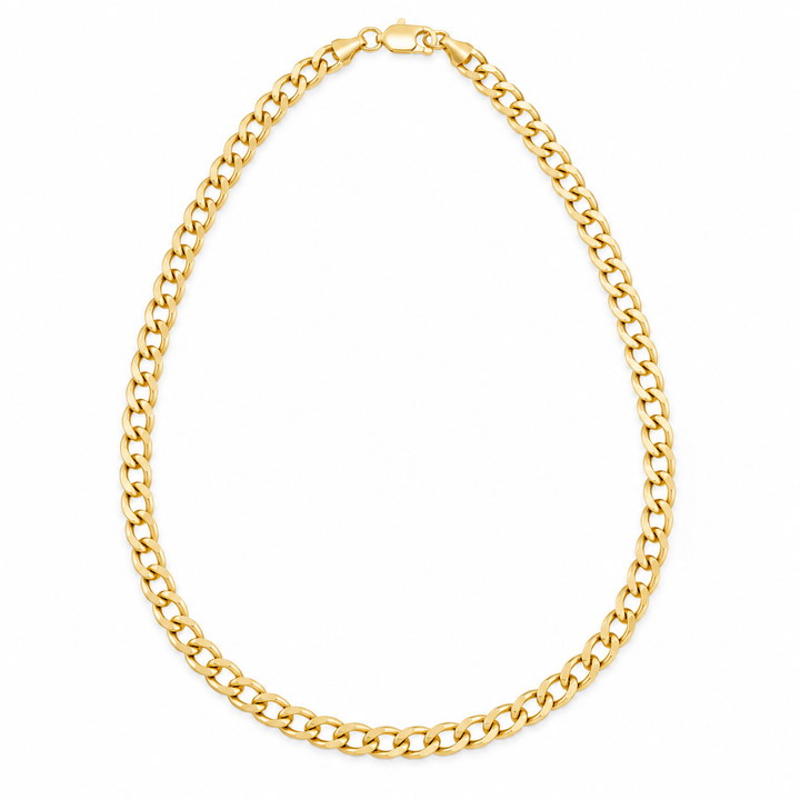 10K Solid Yellow Gold Diamond-Cut 4.5mm Cuban Chain - front view