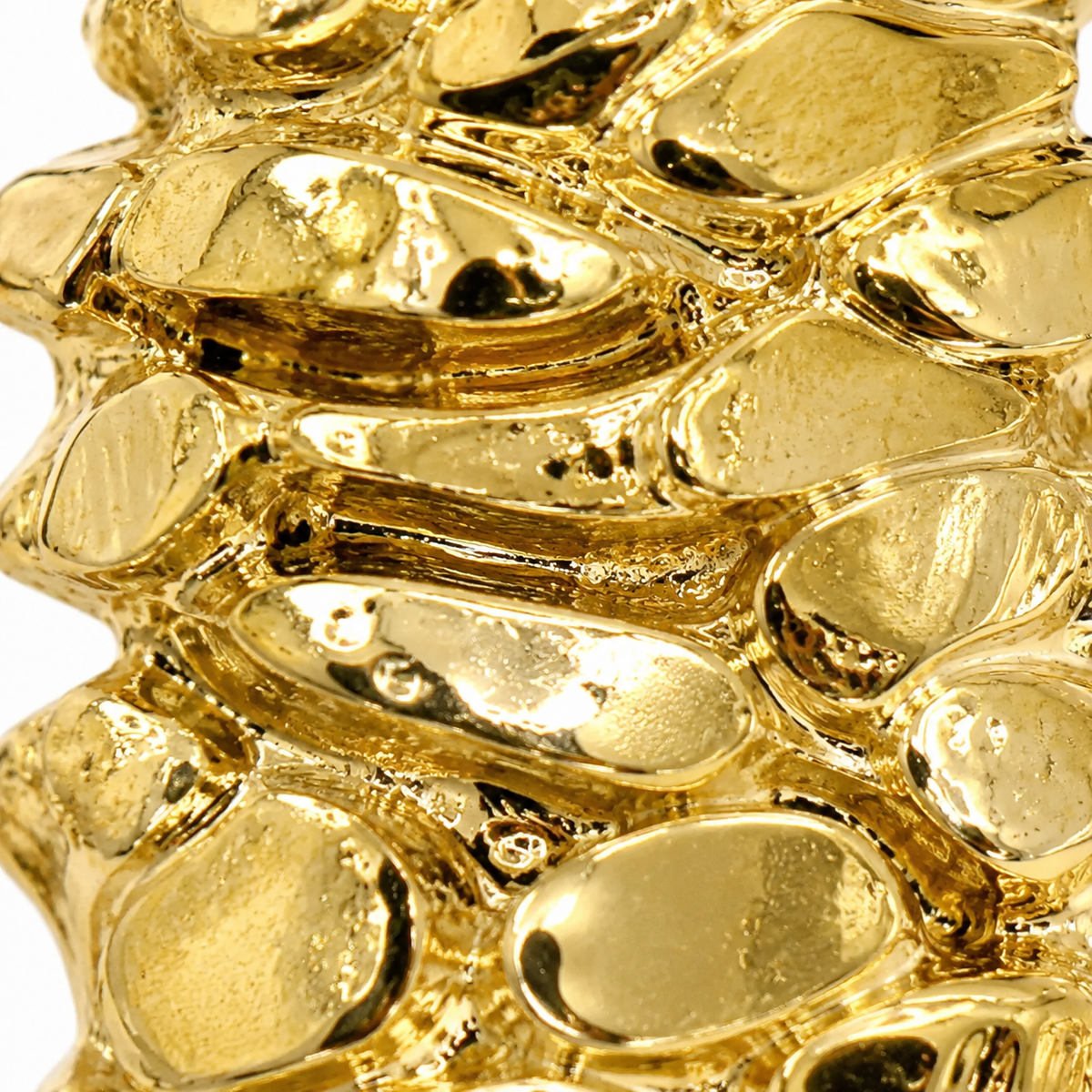 10K Solid Yellow Gold Domed Nugget Earrings (S) - macro detail